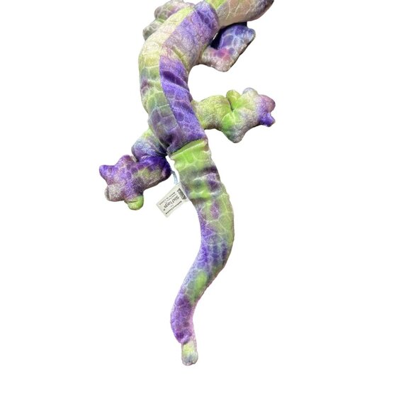 Colorful Geometric Plush Lizard By Six Flags Reptile Gecko Green Purple 15.5" - Picture 3 of 5